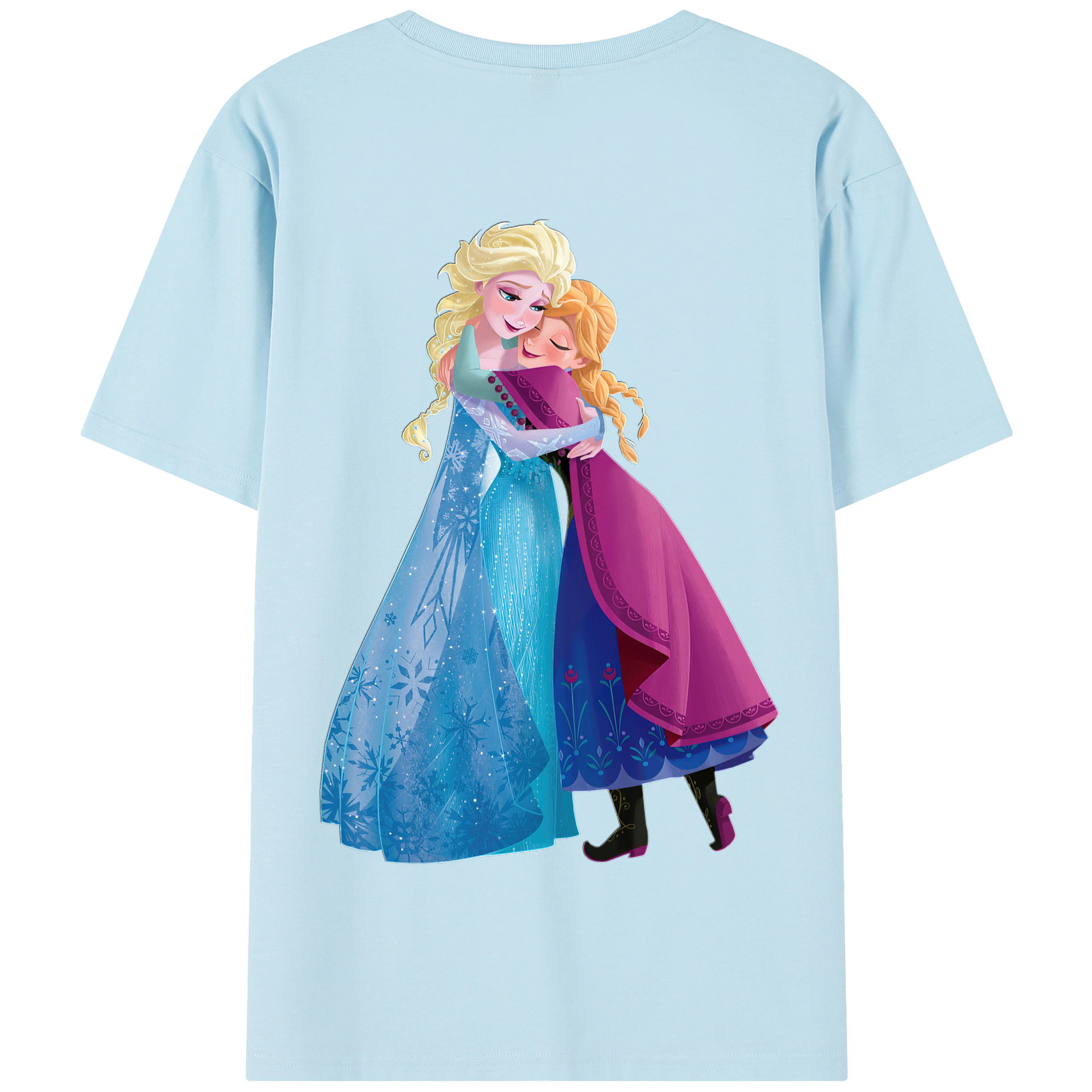 （画像用） アナと雪の女王 アンナ エルサ Frozen Anna Elsa 綿100％半袖Tシャツ（背面プリント）